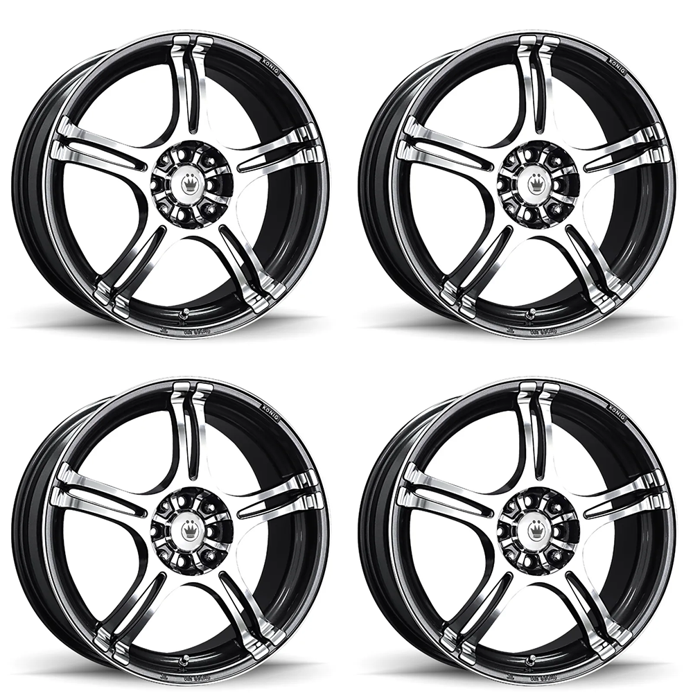 (set of 4) Konig Incident Graphite | 14x6" +38mm | 8x100/108mm Wheel