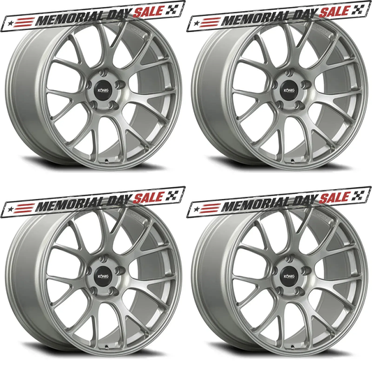 (set of 4) Konig F1M Ash Silver | 18x8.5" +35mm | 5x114.3mm Wheel