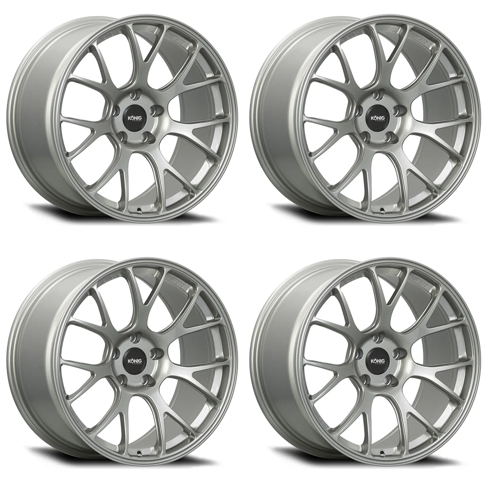 (set of 4) Konig F1M Ash Silver | 18x10.5" +25mm | 5x114.3mm Wheel