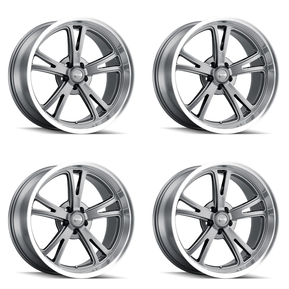 (set of 4) Ridler Wheels 606 Gloss Grey Machined | 18x8" +0mm | 5x120.65mm Wheels