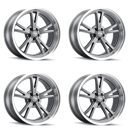 (set of 4) Ridler Wheels 606 Gloss Grey Machined | 18x8" +0mm | 5x120.65mm Wheels