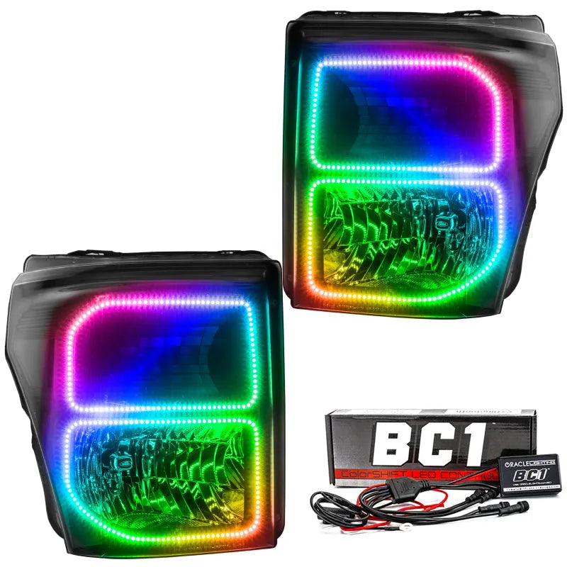 Oracle 11-16 Ford F250/350 LED HL - Black - ColorSHIFT w/ BC1 Controller | F-250/350 Super Duty (8159-335)