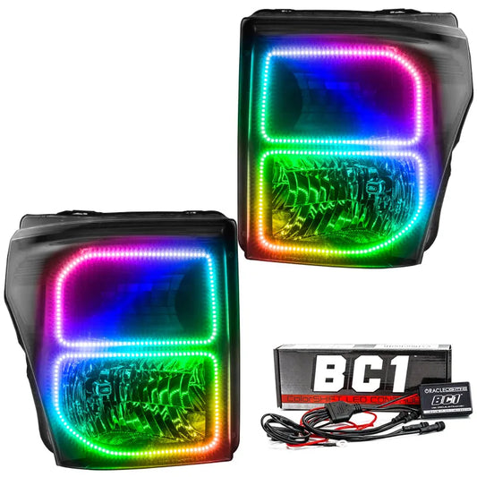 Oracle 11-16 Ford F250/350 LED HL - Black - ColorSHIFT w/ BC1 Controller | F-250/350 Super Duty (8159-335)