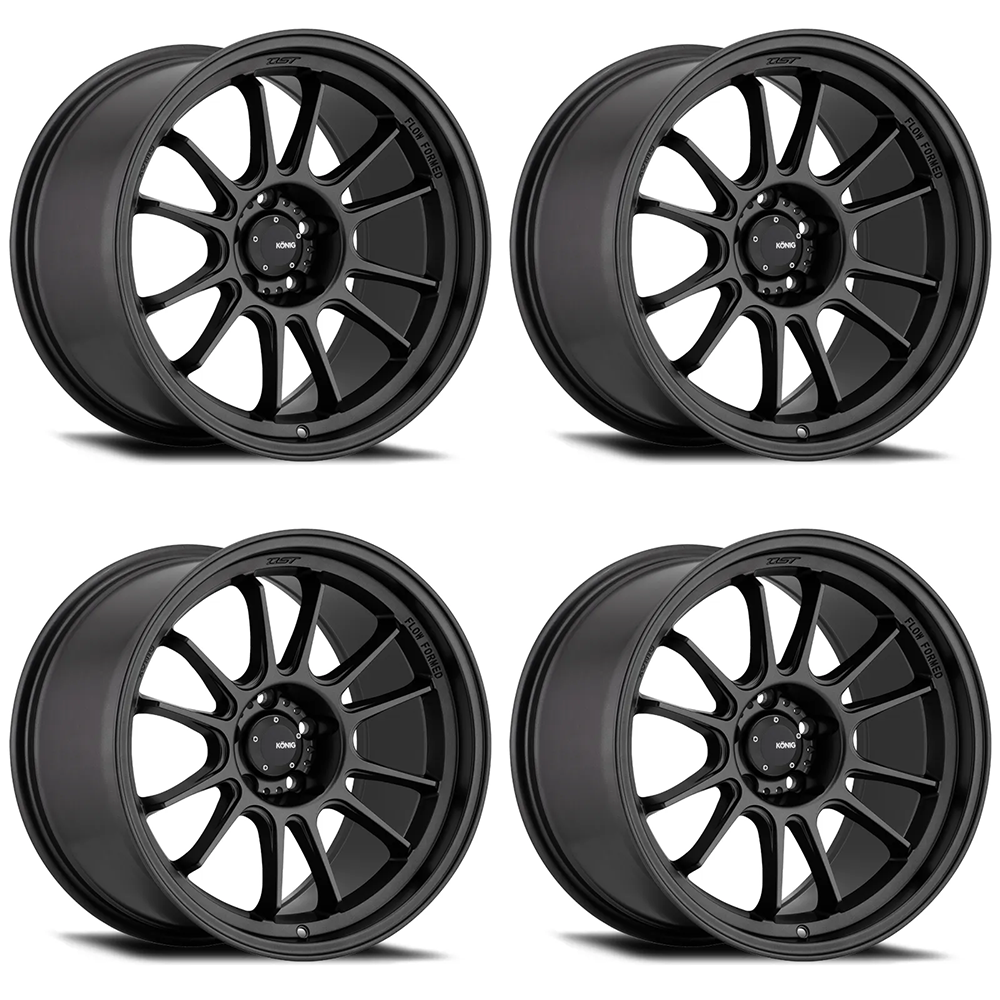 (set of 4) Konig Hypergram Matte Black | 18x10.5" +25mm | 5x114.3mm Wheel