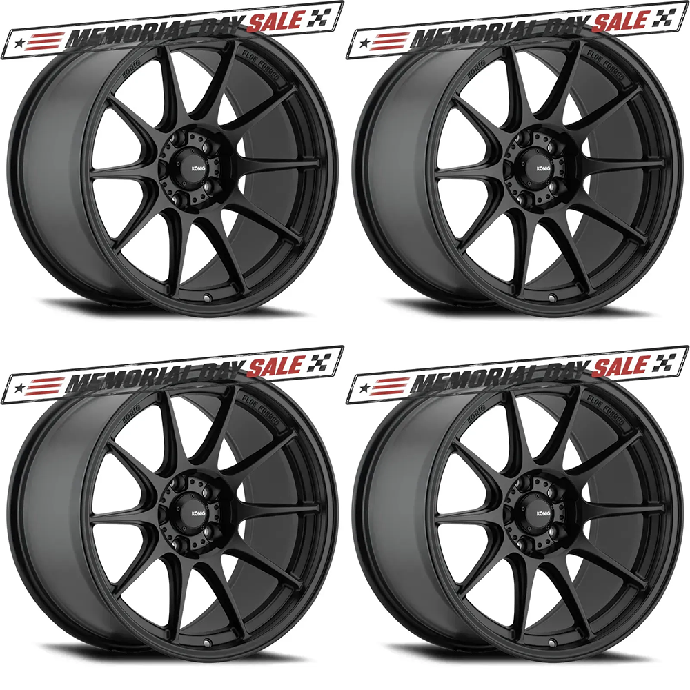 (set of 4) Konig Dekagram Semi-Matte Black | 18x9.5" +35mm | 5x100mm Wheel