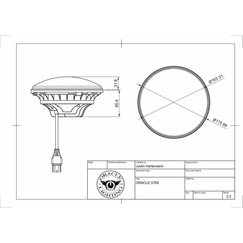 ORACLE 7in LED Headlights No Halo Black Bezel Jeep Wrangler JK (5769-504)