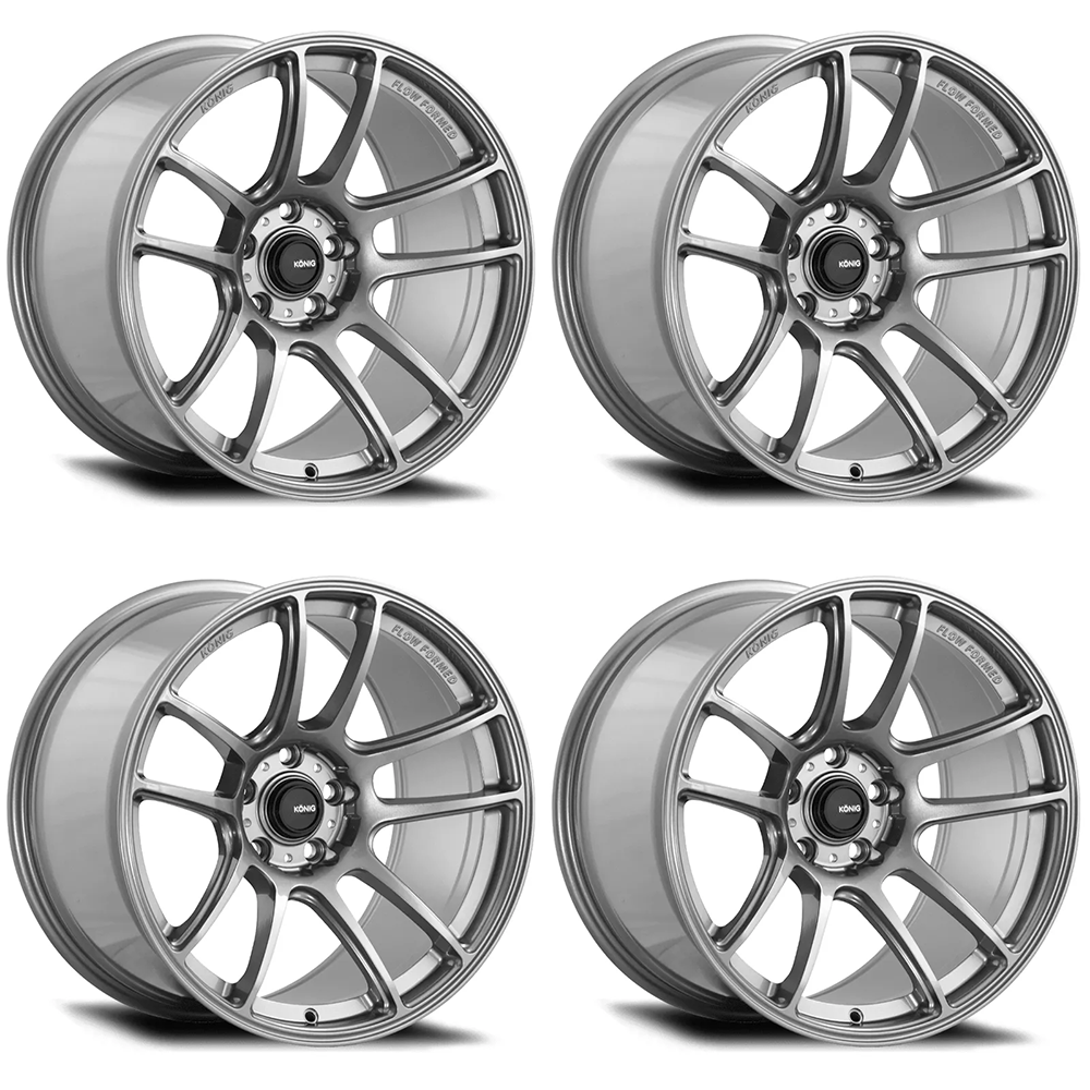 (set of 4) Konig Heliogram Titanium Metallic | 18x9.5" +35mm | 5x112mm Wheel