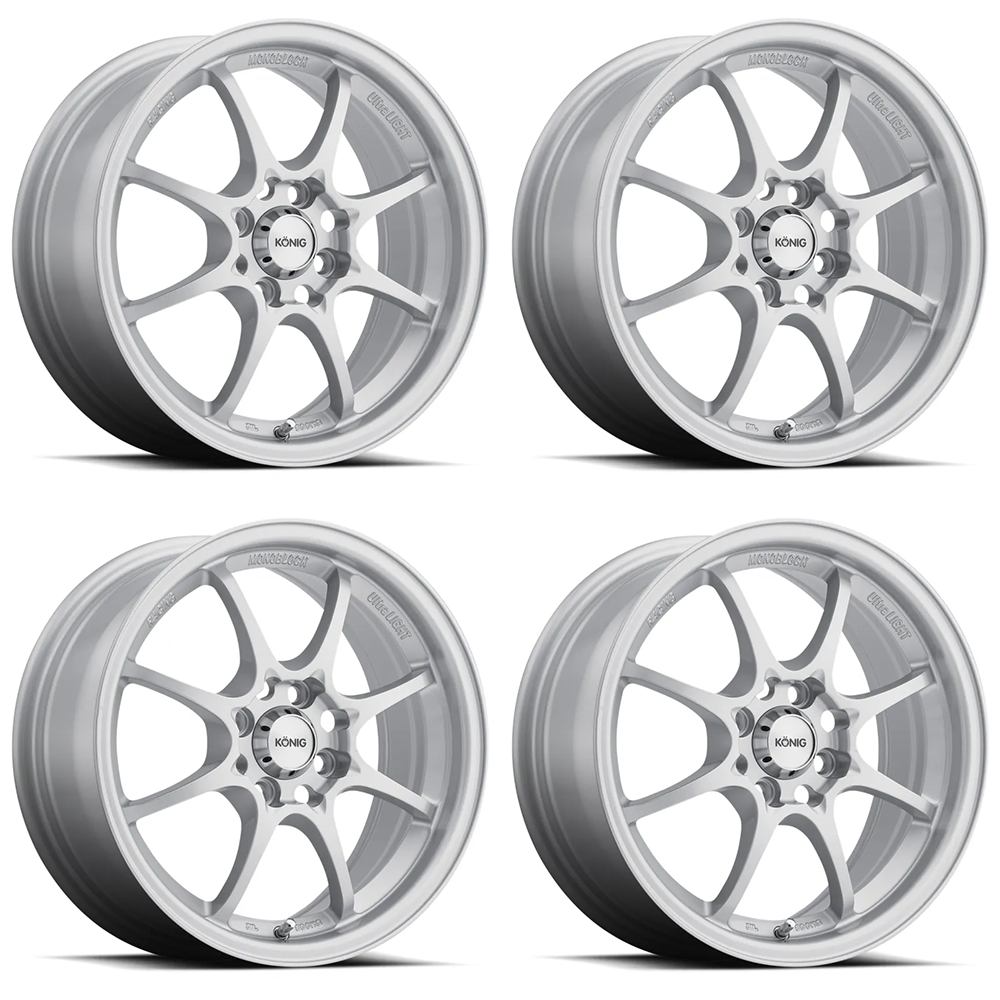 (set of 4) Konig Helium Silver | 15x6.5" +40mm | 4x100mm Wheel