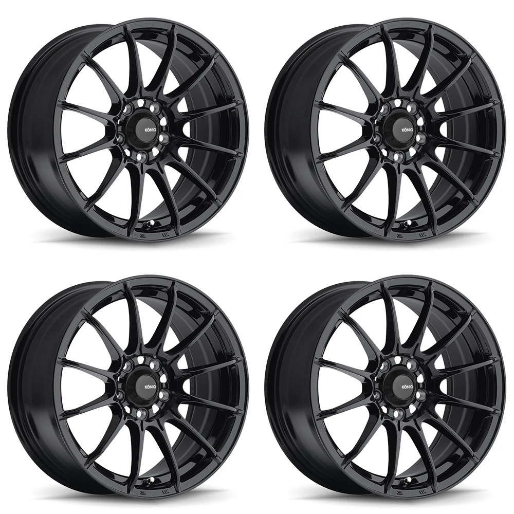 (set of 4) Konig Dial In Gloss Black | 15x8" +25mm | 4x100mm Wheel