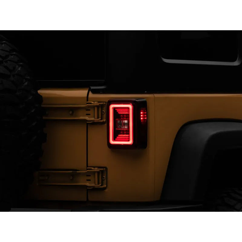 Raxiom JL Style LED Tail Lights Black Housing Red Lens Jeep Wrangler JK (J133626)