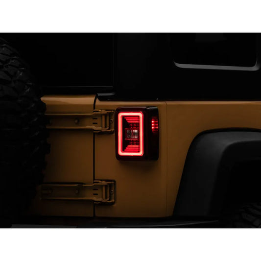 Raxiom JL Style LED Tail Lights Black Housing Red Lens Jeep Wrangler JK (J133626)