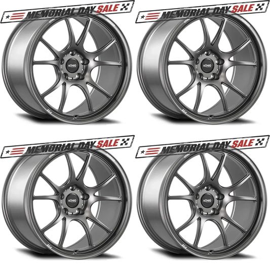 (set of 4) Konig F3S Satin Charcoal | 18x12" +20mm | 5x114.3mm Wheel