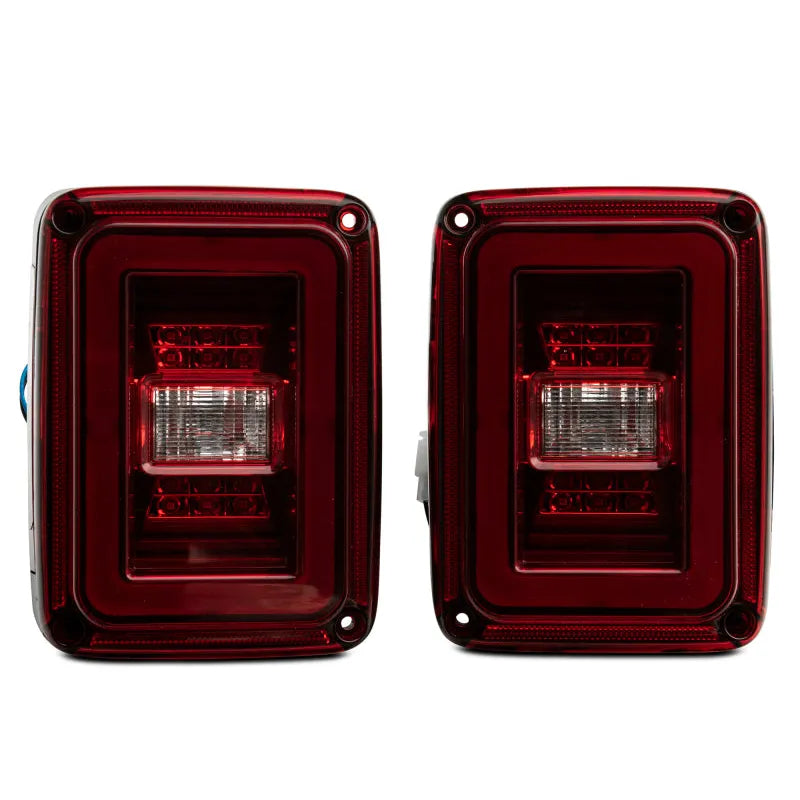 Raxiom JL Style LED Tail Lights Black Housing Red Lens Jeep Wrangler JK (J133626)
