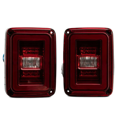 Raxiom JL Style LED Tail Lights Black Housing Red Lens Jeep Wrangler JK (J133626)