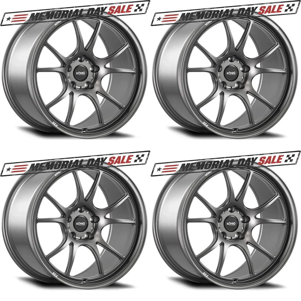 (set of 4) Konig F3S Satin Charcoal | 18x9.5" +25mm | 5x114.3mm Wheel