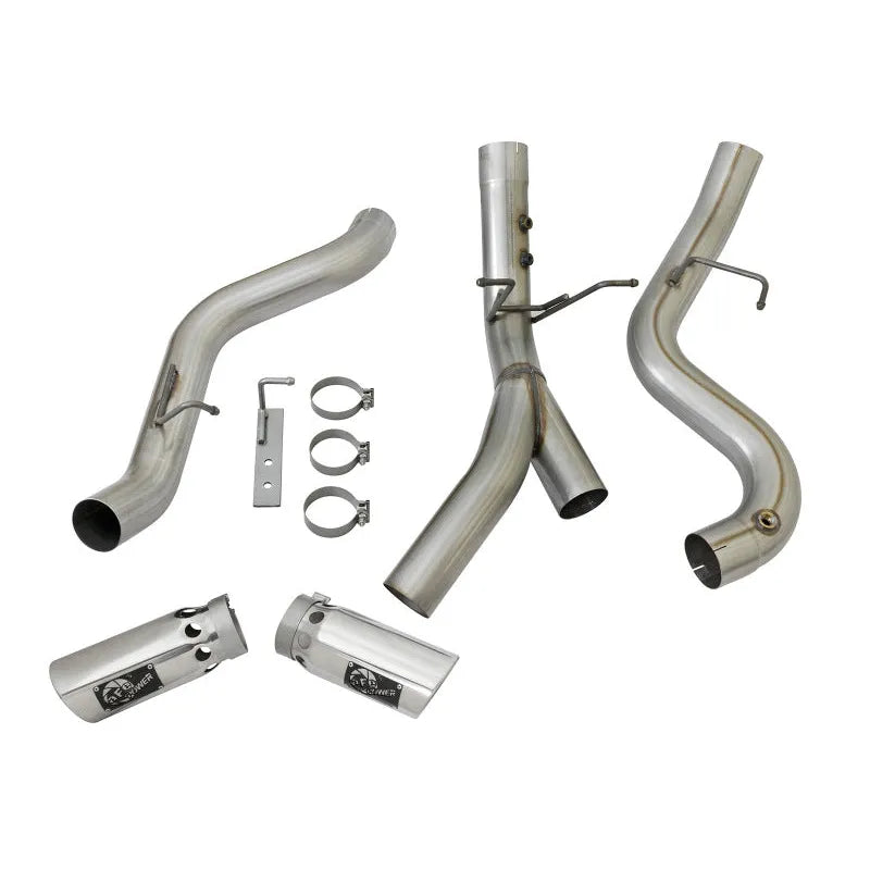 aFe Large Bore-HD 4in SS D&S Exhaust | GM Duramax V8-6.6L (17+) (49-44086-P)