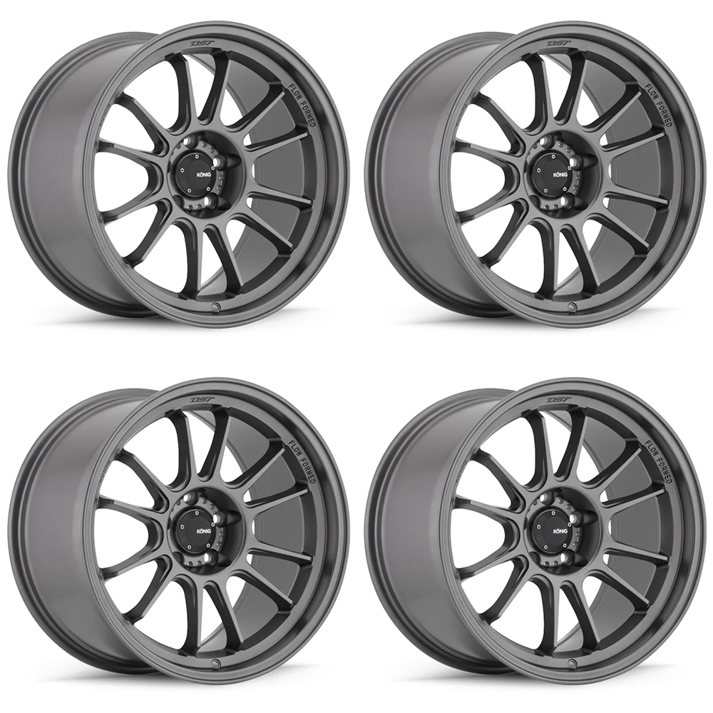 (set of 4) Konig Hypergram Matte Grey | 17x8" +45mm | 5x114.3mm Wheel