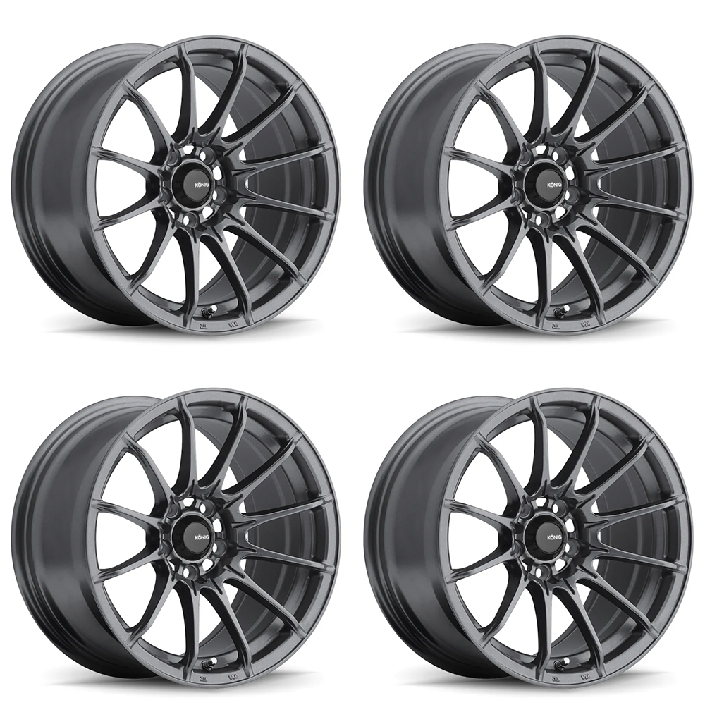 (set of 4) Konig Dial In Matte Grey | 15x9" +35mm | 4x100mm Wheel