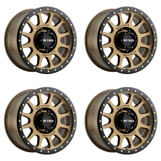 (set of 4) Method MR305 NV Bronze - Matte Black Lip | 17x8.5" +0mm | 8x6.5in Wheel