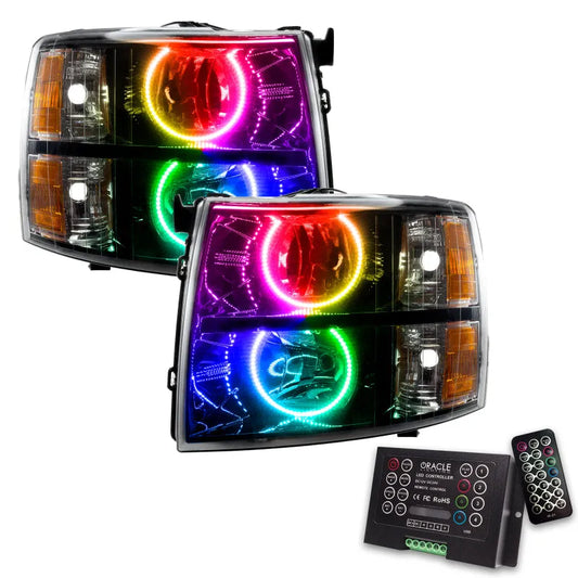 Oracle 07-13 Chevy Silverado SMD HL - Blk - Round Style - ColorSHIFT w/ 2.0 Controller | Silverado 1500/HD (7105-333)
