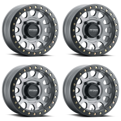 (set of 4) Method MR401 UTV Beadlock Titanium | 15x7" +38mm | 5x4.5in Wheel