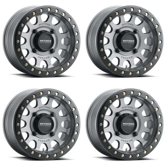 (set of 4) Method MR401 UTV Beadlock Titanium | 15x7" +38mm | 5x4.5in Wheel