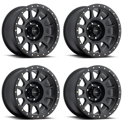 (set of 4) Method MR305 NV Matte Black | 17x8.5" +25mm | 6x135mm Wheel
