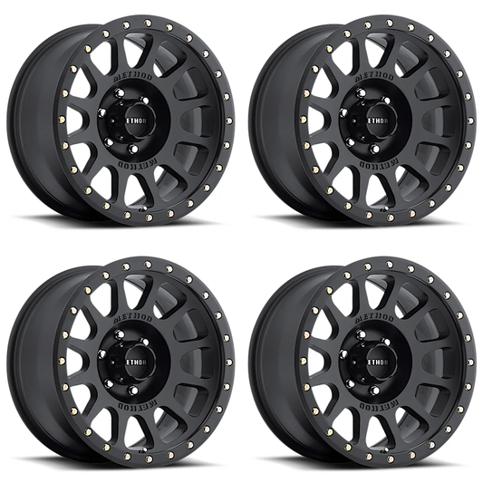 (set of 4) Method MR305 NV Matte Black | 17x8.5" +25mm | 6x135mm Wheel