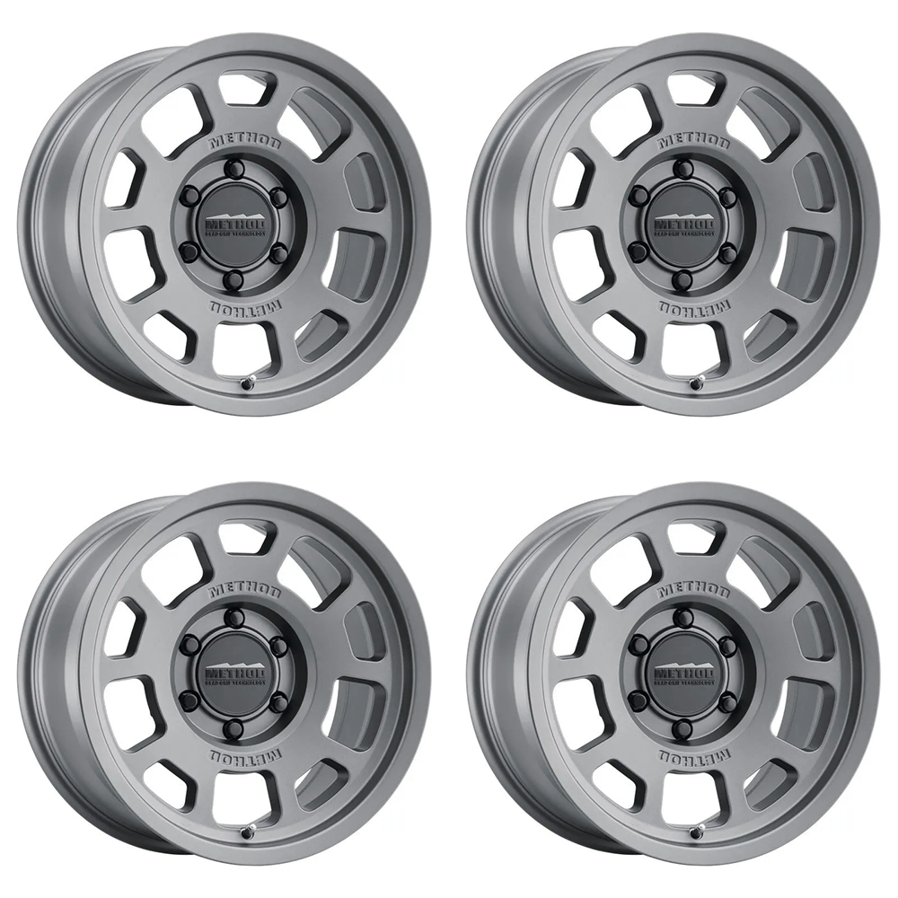 (set of 4) Method MR705 Titanium | 17x8.5" +0mm | 6x5.5in Wheel