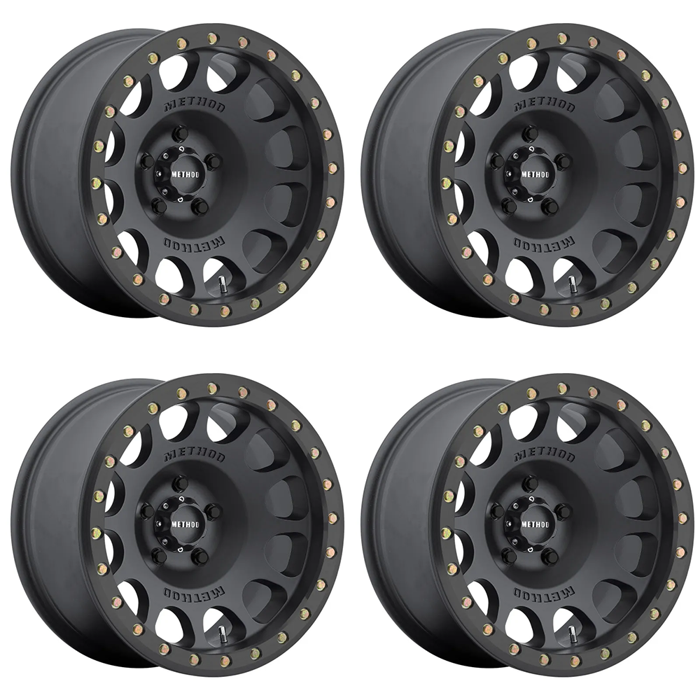 (set of 4) Method MR105 Beadlock Matte Black | 17x8.5" +0mm | 8x6.5in Wheel