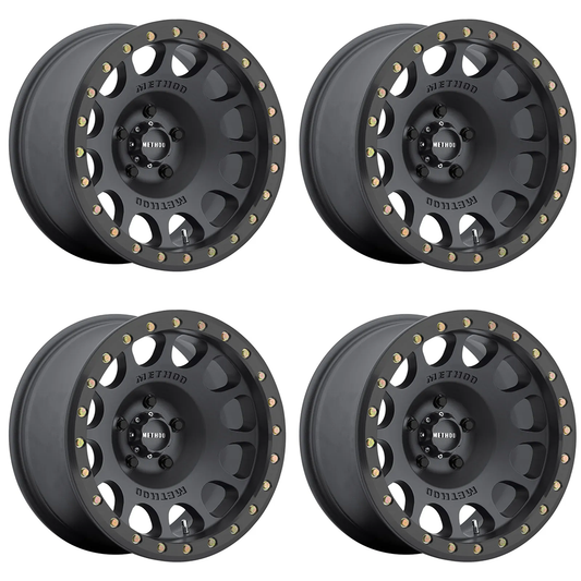 (set of 4) Method MR105 Beadlock Matte Black | 17x8.5" +0mm | 8x6.5in Wheel