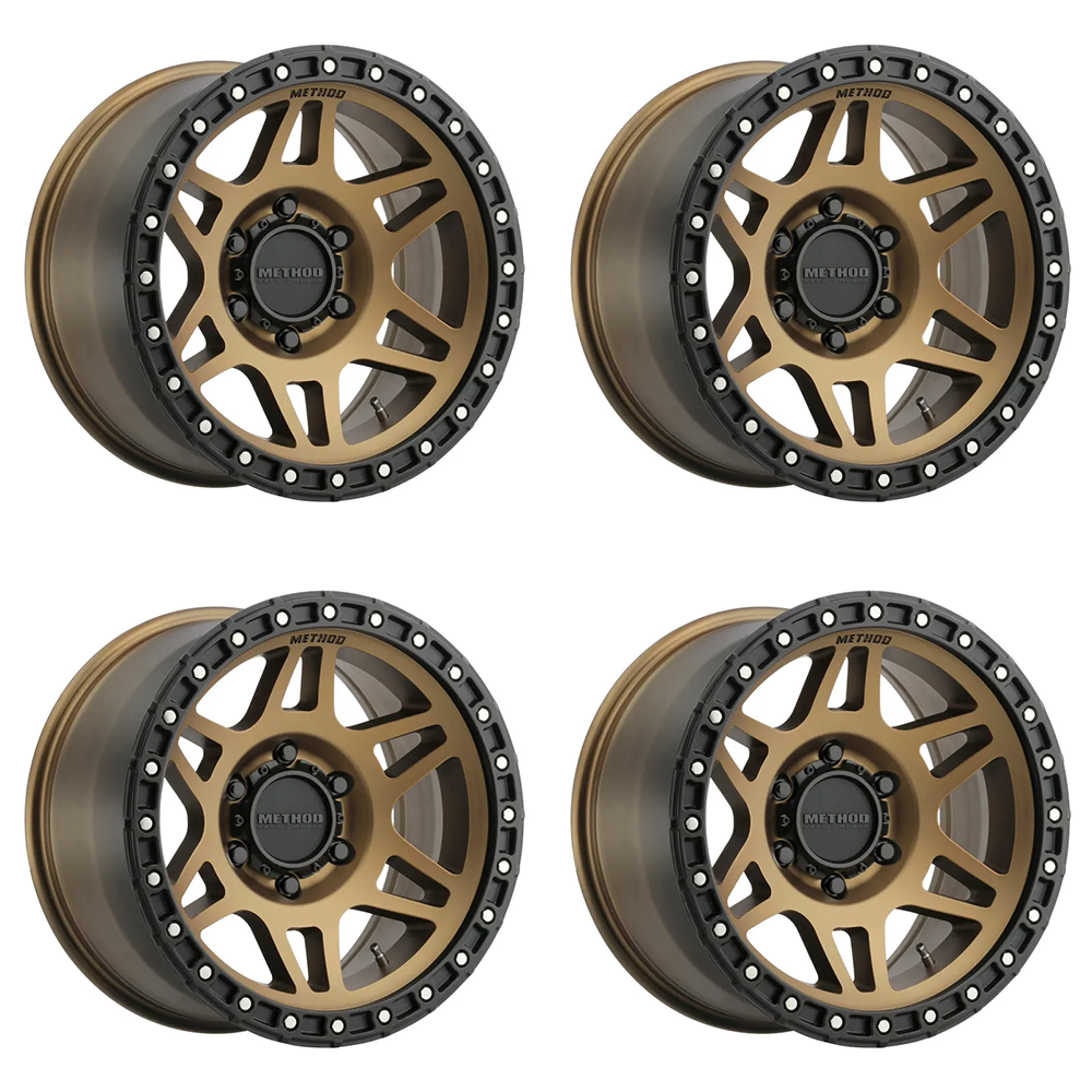 (set of 4) Method MR312 Bronze - Matte Black Lip | 17x9" -12mm | 6x5.5in Wheel