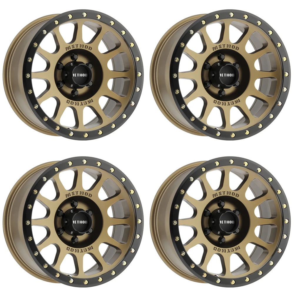 (set of 4) Method MR305 NV Bronze - Matte Black Lip | 18x9" +0mm | 6x135mm Wheel