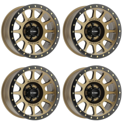 (set of 4) Method MR305 NV Bronze - Matte Black Lip | 18x9" +0mm | 6x135mm Wheel