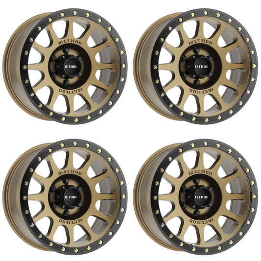 (set of 4) Method MR305 NV Bronze - Matte Black Lip | 18x9" +0mm | 6x135mm Wheel