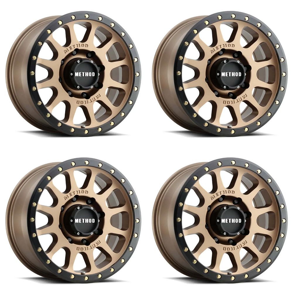 (set of 4) Method MR305 NV Bronze - Matte Black Lip | 17x8.5" +25mm | 6x5.5in Wheel