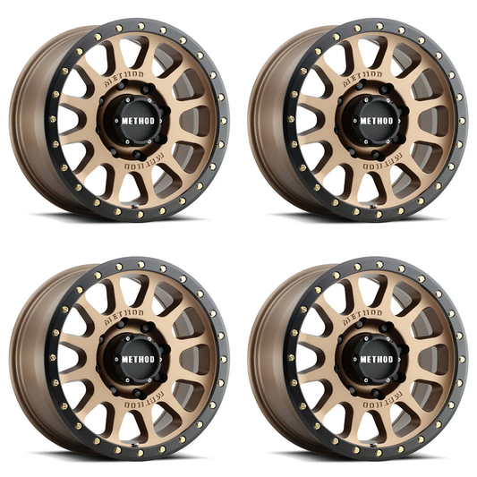 (set of 4) Method MR305 NV Bronze - Matte Black Lip | 17x8.5" +25mm | 6x5.5in Wheel