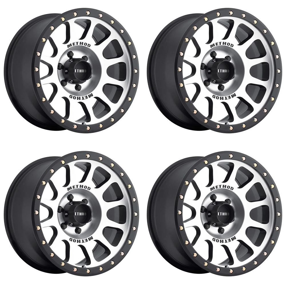 (set of 4) Method MR305 NV Machined - Matte Black Lip | 18x9" +0mm | 6x5.5in Wheel