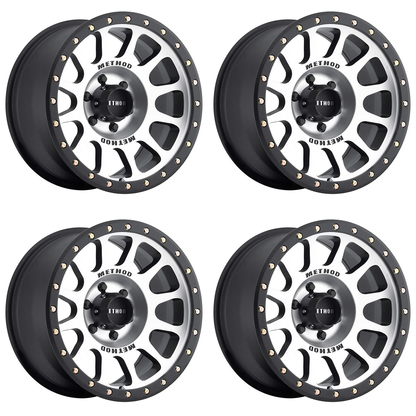 (set of 4) Method MR305 NV Machined - Matte Black Lip | 18x9" +0mm | 6x5.5in Wheel