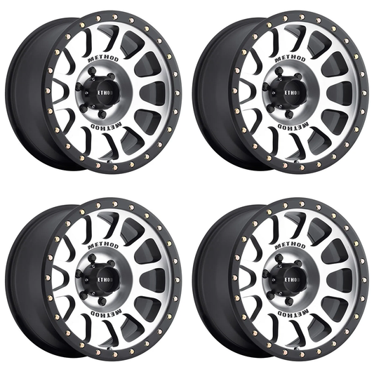 (set of 4) Method MR305 NV Machined - Matte Black Lip | 18x9" +0mm | 6x5.5in Wheel