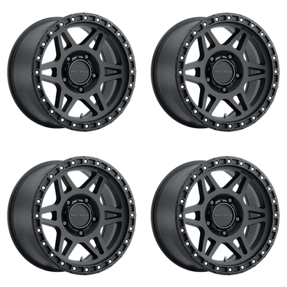 (set of 4) Method MR312 Matte Black | 17x8.5" +0mm | 5x5.5in Wheel