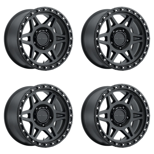 (set of 4) Method MR312 Matte Black | 17x8.5" +0mm | 5x5.5in Wheel