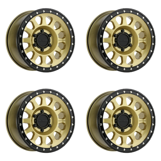 (set of 4) Method MR315 Gold - Black Lip | 17x8.5" +0mm | 6x135mm Wheel