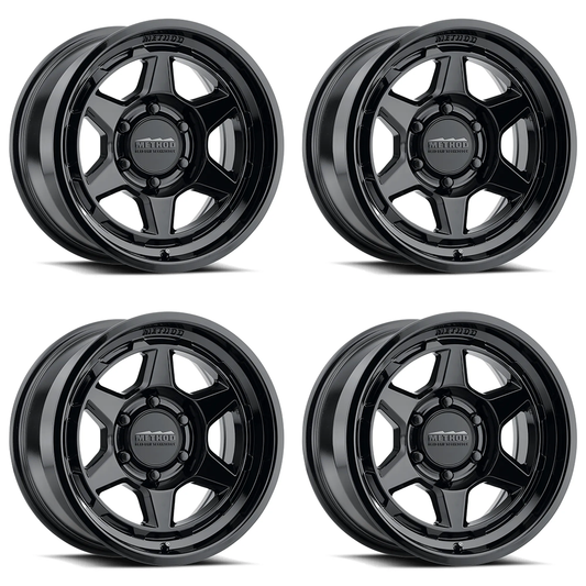 (set of 4) Method MR708 Gloss Black | 17x8.5" +25mm | 6x5.5in Wheel