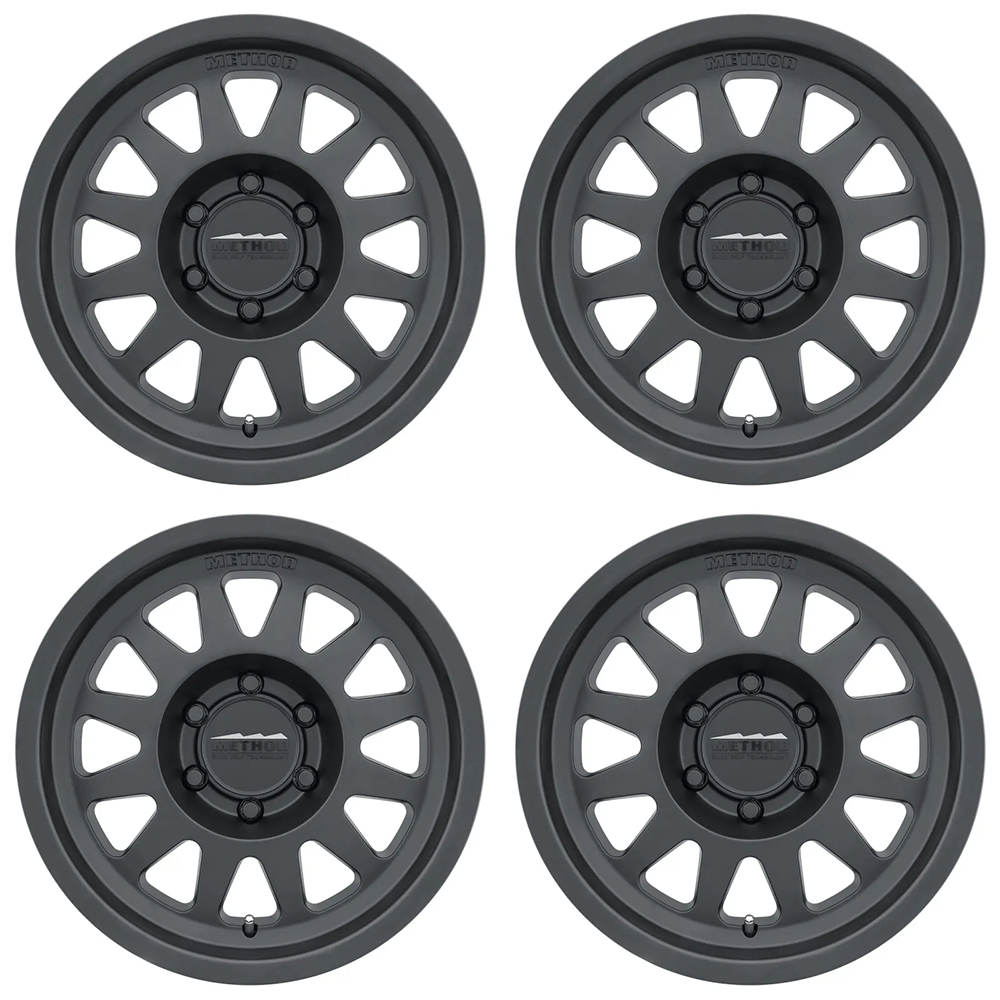 (set of 4) Method MR704 Matte Black | 17x8.5" +0mm | 6x135mm Wheel