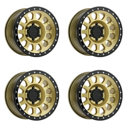 (set of 4) Method MR315 Gold - Black Lip | 17x8.5" +0mm | 6x5.5in Wheel