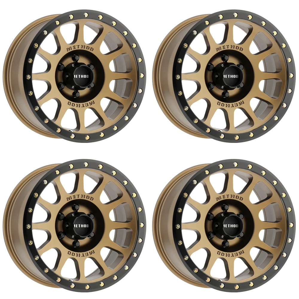 (set of 4) Method MR305 NV Bronze - Matte Black Lip | 17x8.5" +0mm | 6x135mm Wheel
