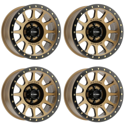 (set of 4) Method MR305 NV Bronze - Matte Black Lip | 17x8.5" +0mm | 6x135mm Wheel