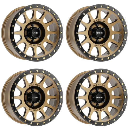 (set of 4) Method MR305 NV Bronze - Matte Black Lip | 17x8.5" +0mm | 6x135mm Wheel