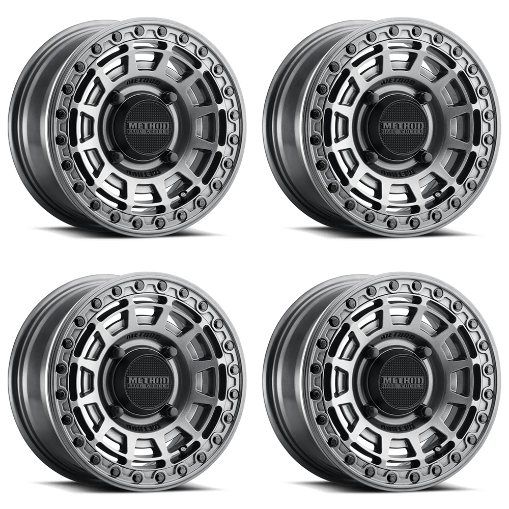 (set of 4) Method MR415 UTV Beadlock Gloss Graphite | 15x7" +38mm | 5x4.5in Wheel